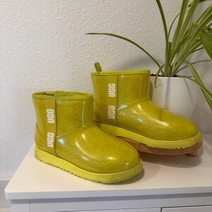 UGG Lime Green Glossy Mini Boots